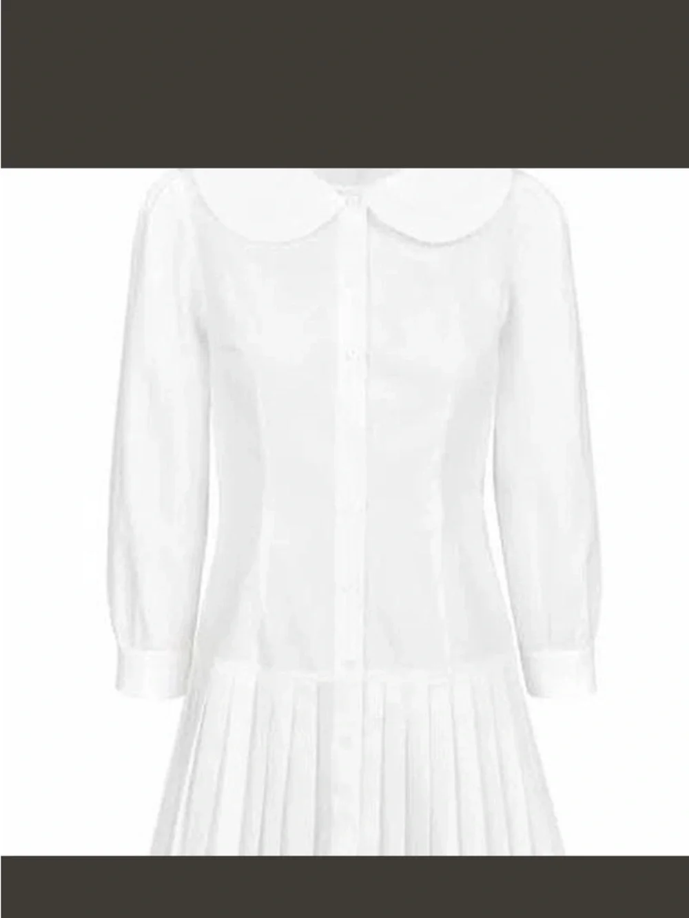 White Pleated Mini Dress with Peter Pan Collar - Women's Dress - Picture 2 of 4